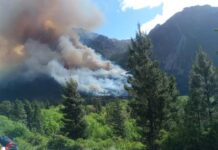 Bomberos y brigadistas combaten focos ígneos en Epuyén y Dique Florentino Ameghino