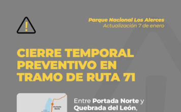 Nuevo cierre preventivo de un tramo de la Ruta 71