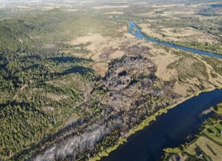 Los Alerces: sigue el combate contra el fuego en La Tapera y Puerto Café