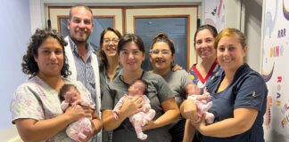 Las trigemelas nacidas en el Hospital “María Humphreys” recibieron el alta médica luego de 39 días de cuidados especializados