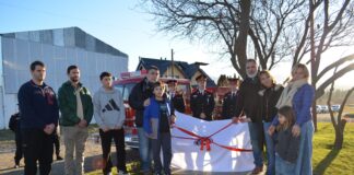 Inauguran plazoleta que recuerda a Beatriz Miguel, emblema del cuartel de Bomberos en Trevelin