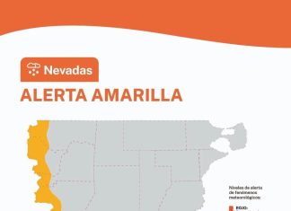 Nueva alerta amarilla por nevadas para la cordillera