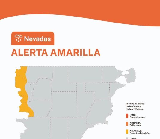 Nueva alerta amarilla por nevadas para la cordillera